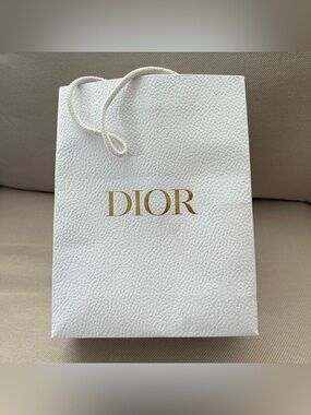 Dior White Paper Gift Bag with Gold Logo and Dior Card